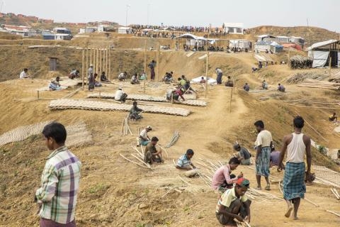 Thousands of Rohingya refuges have moved to safer ground ahead of monsoon season